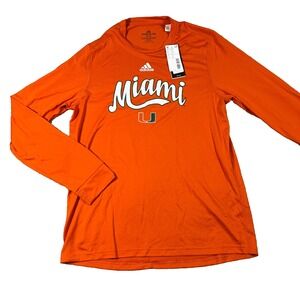 Adidas Mens Medium‎ Orange Miami Hurricanes Mighty Mascot Pregame T-Shirt NWT